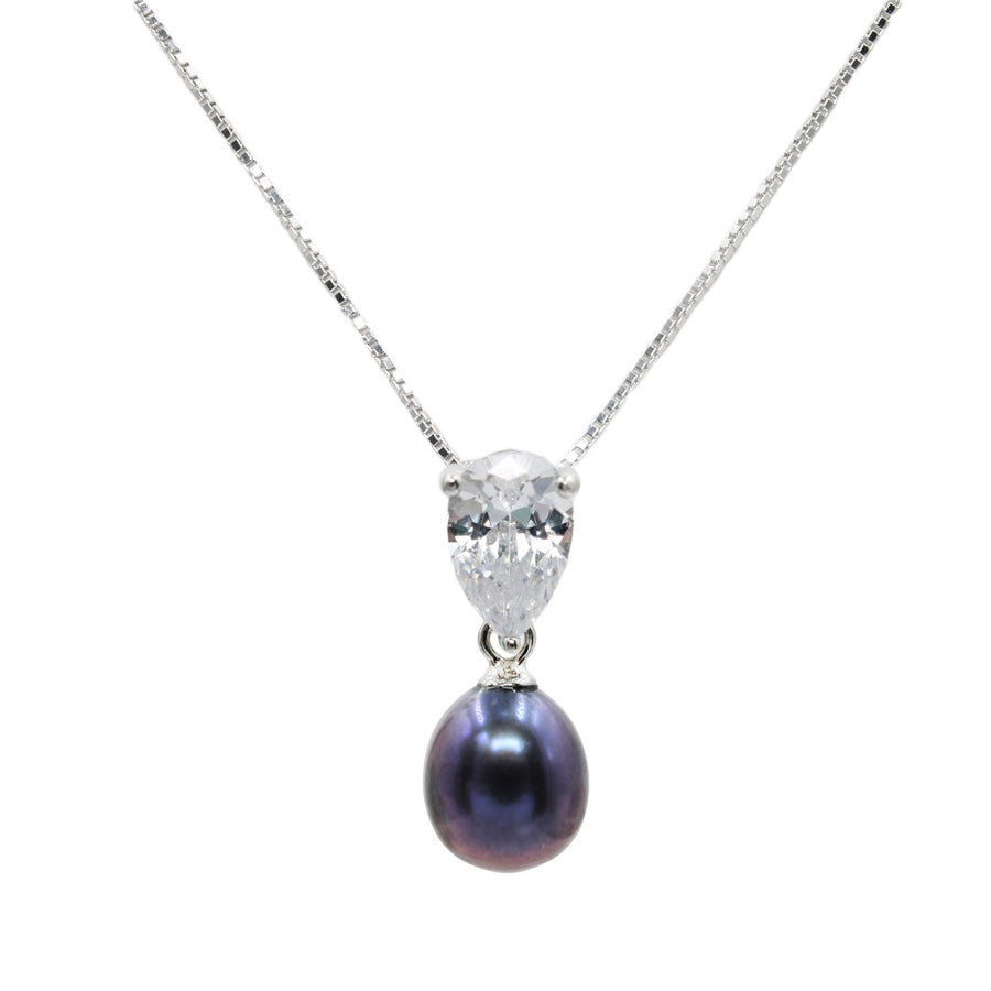 SPARKLE & SHINE PEACOCK BLACK PEARL PENDANT NECKLACE